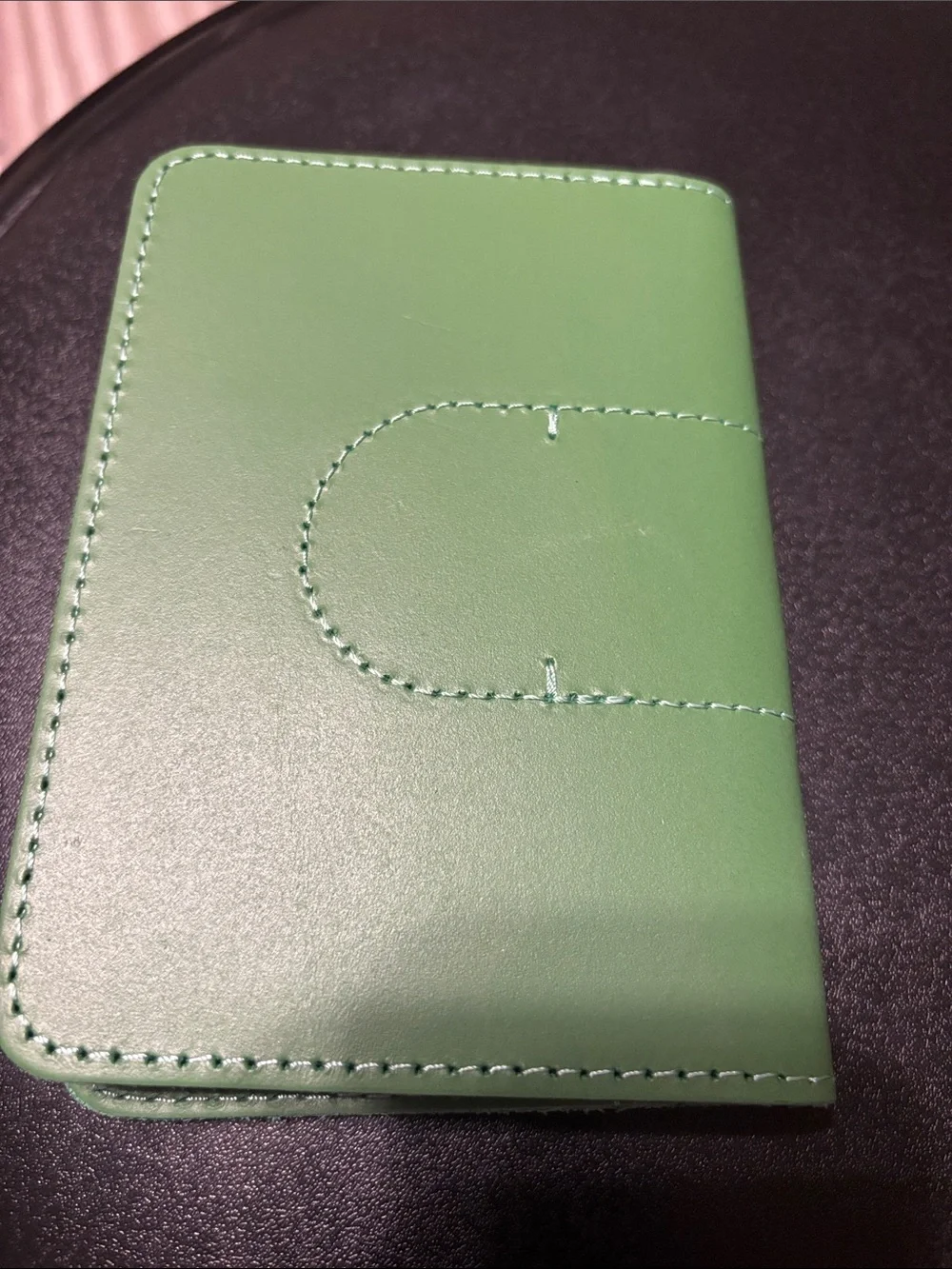Avocado Green Leather Passport Holder With Area For‎ AirTag By ALLIVE